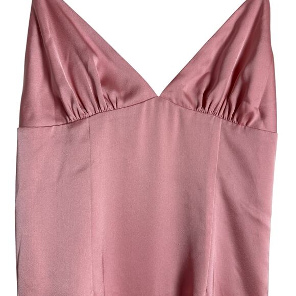 Fame and Partners Trine Dusty Rose Pink Satin V-Neck Maxi Gown Size 4 - Picture 6 of 13